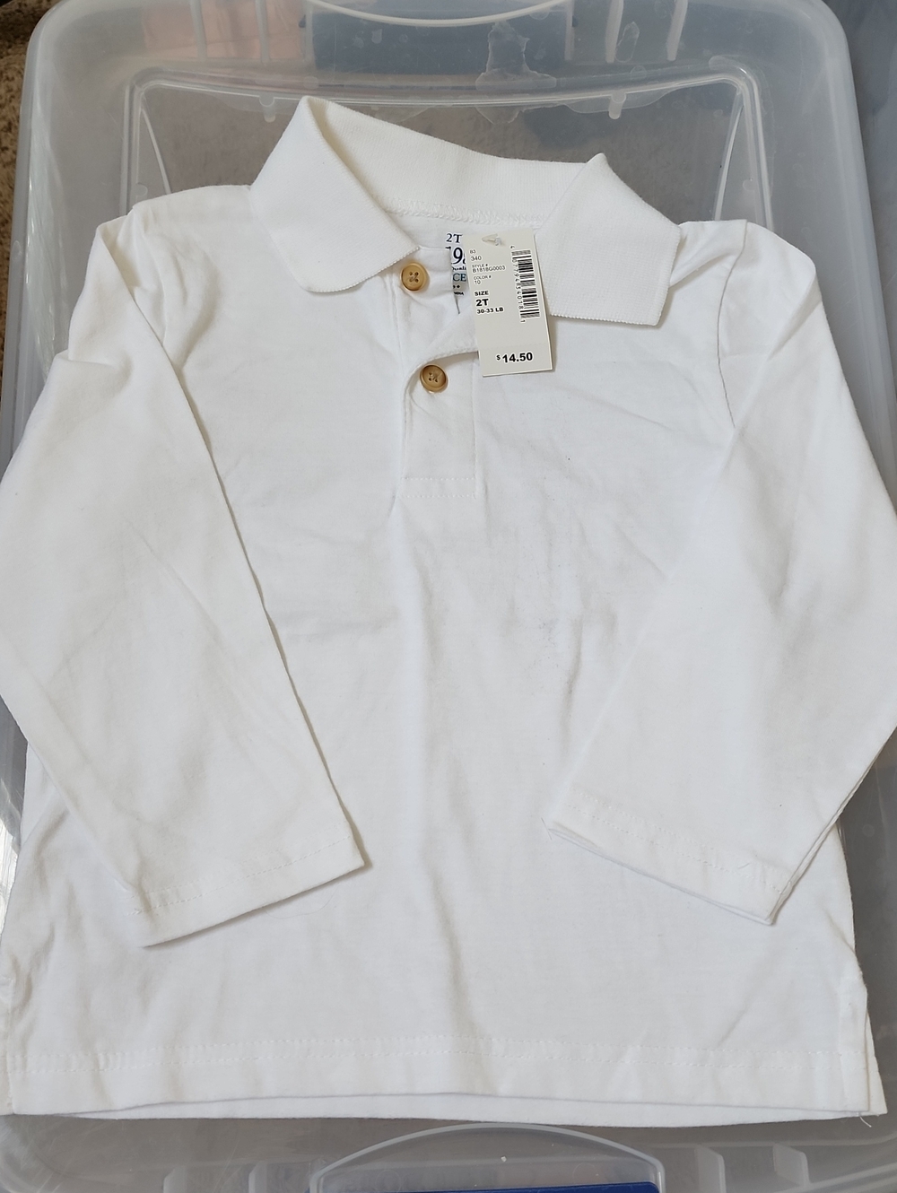 Nwt 2T The Children's Place Classic White Long-Sleeve Polo for Kids